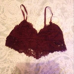Aerie burgundy lacey bralette size lrg